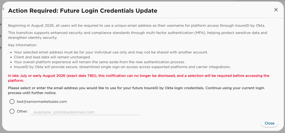 Okta Login Message