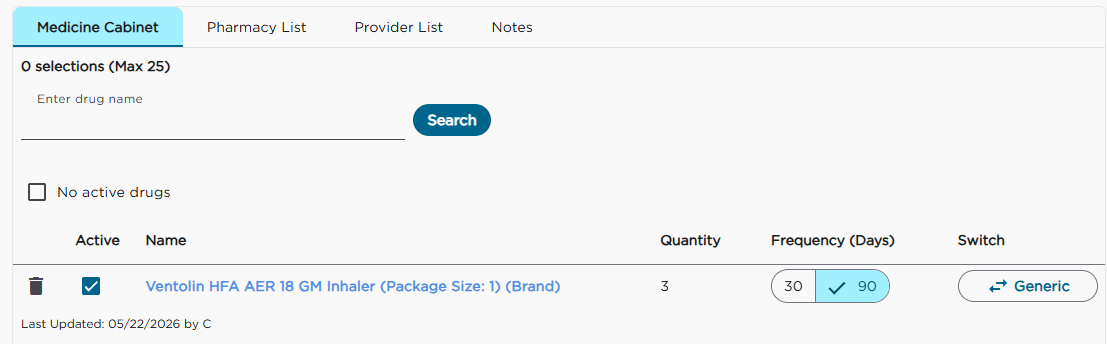Toggle for 30 to 90 day refills