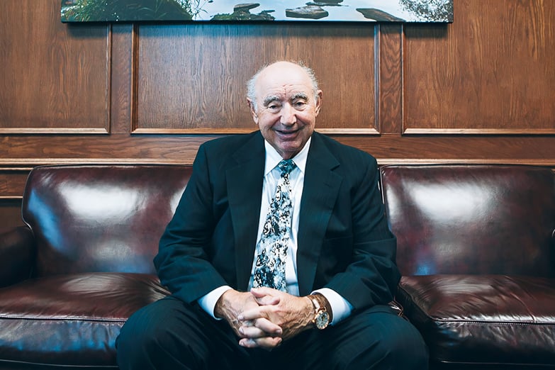 Milt Kleinberg in his longtime office at SMS. The room is now named the Kleinberg Conference Room in his honor.