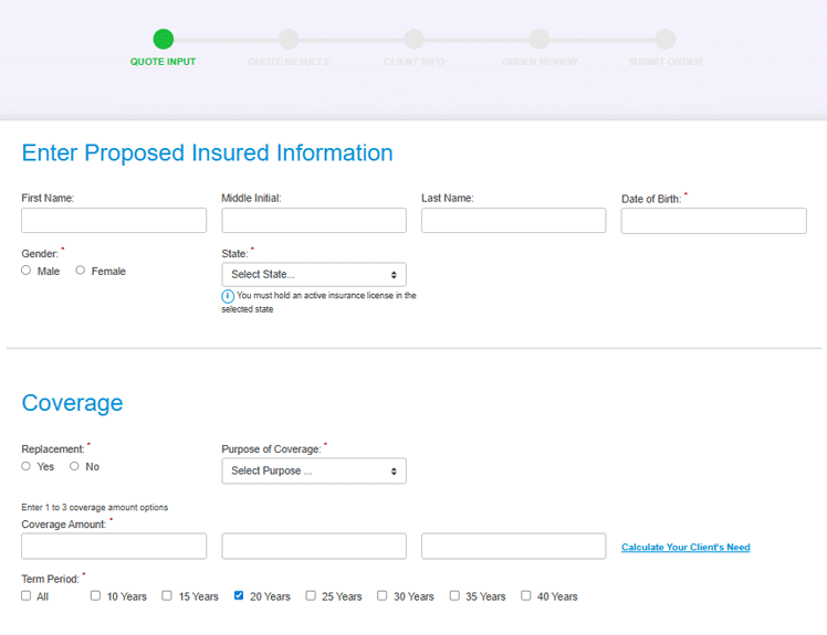 Entering client data into Vive
