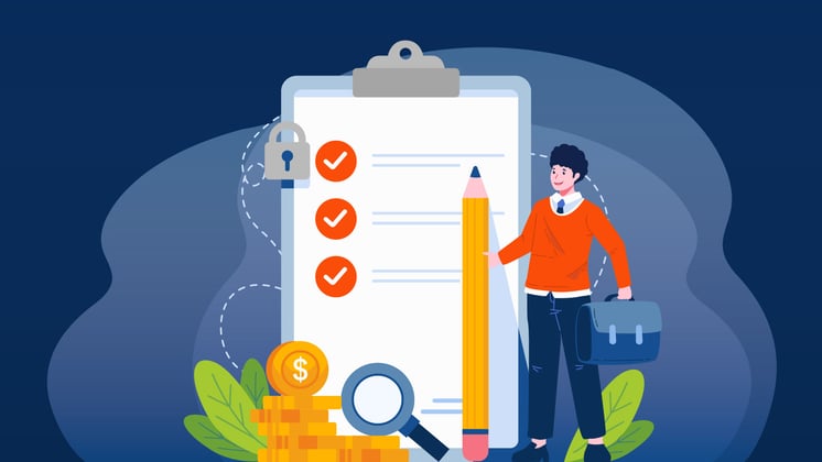 Insurance agent with a checklist