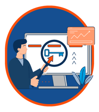 Business man magnifying a webpage