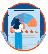 Person navigating a webpage, rating if it's good or not
