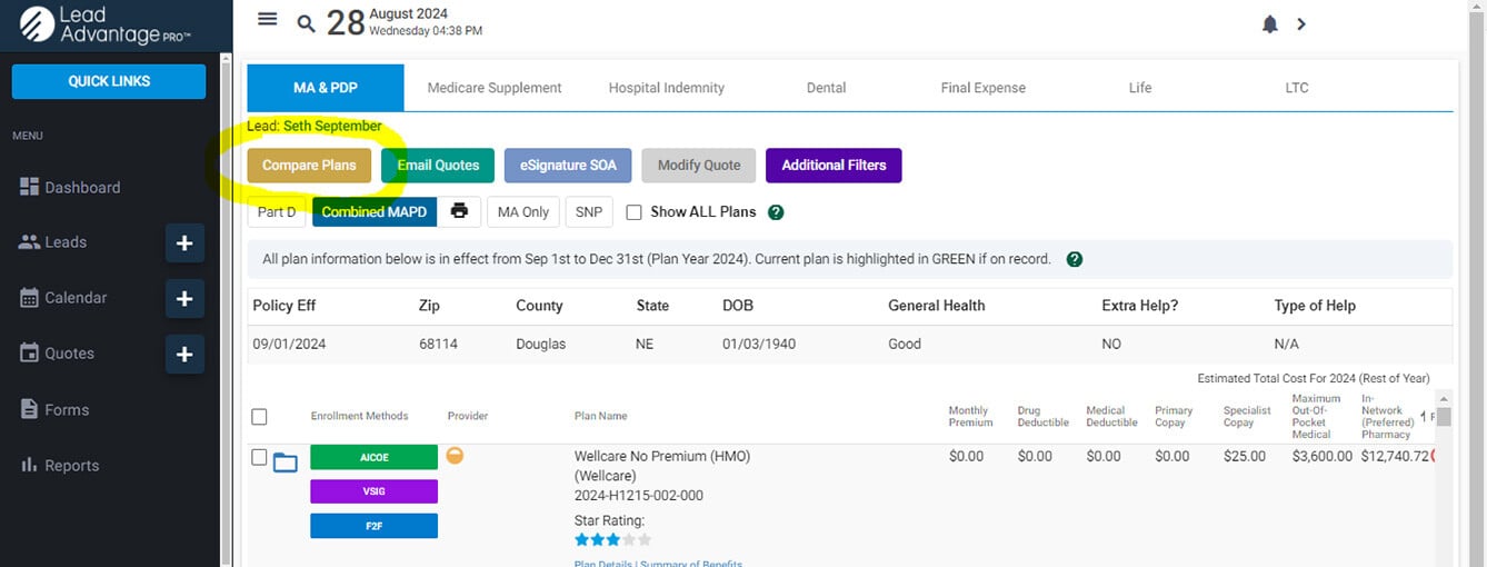 Medicare Plan Comparison Step 1