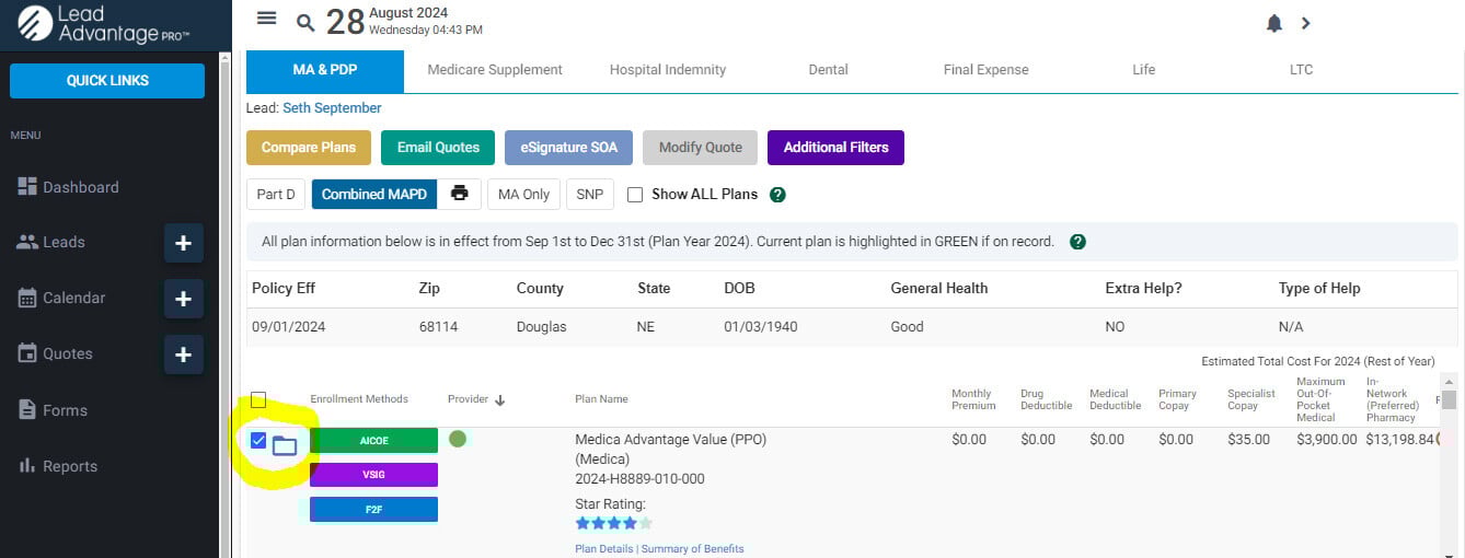 Medicare Plan Comparison Step 2